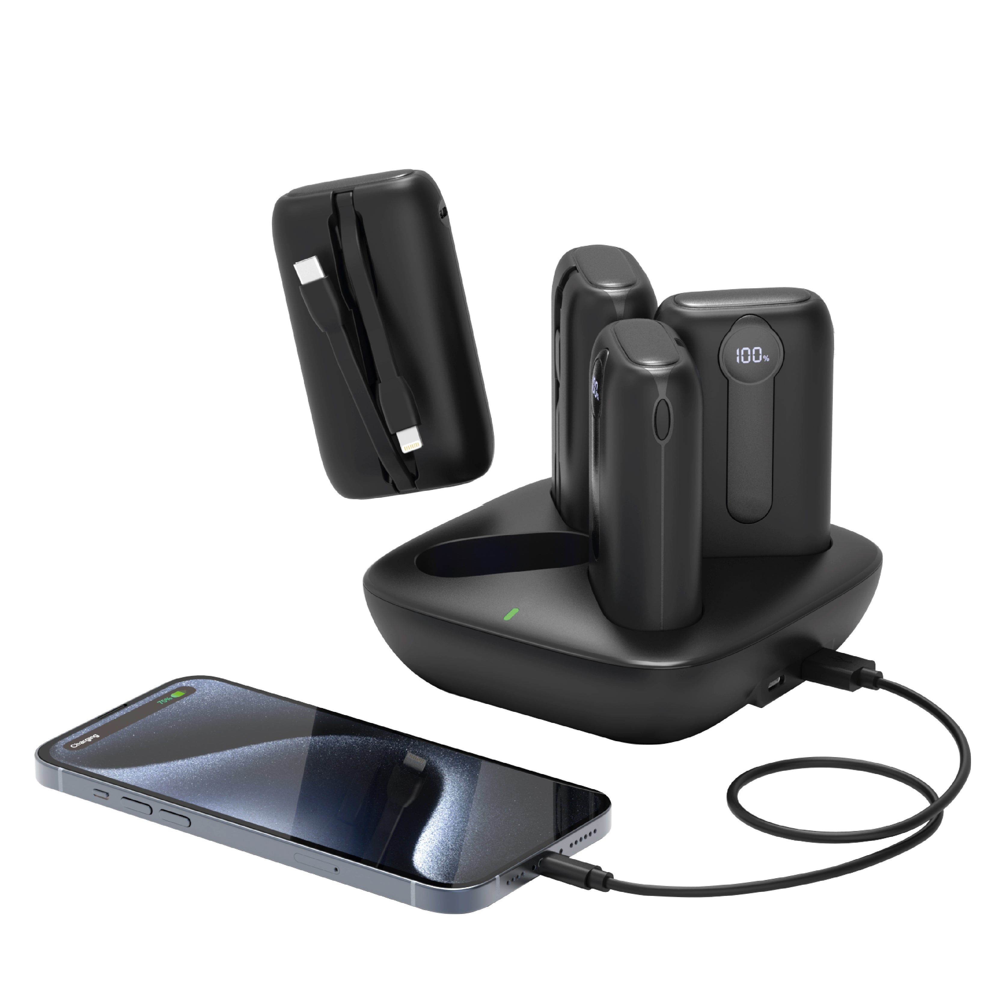 LZEL Quadra Energia X Station 10000mAh Charging Station Built In Cable Lightning And Type-C | Black LZEL Quadra Energia X Station 10000mAh Charging Station Built In Cable Lightning And Type-C | Black